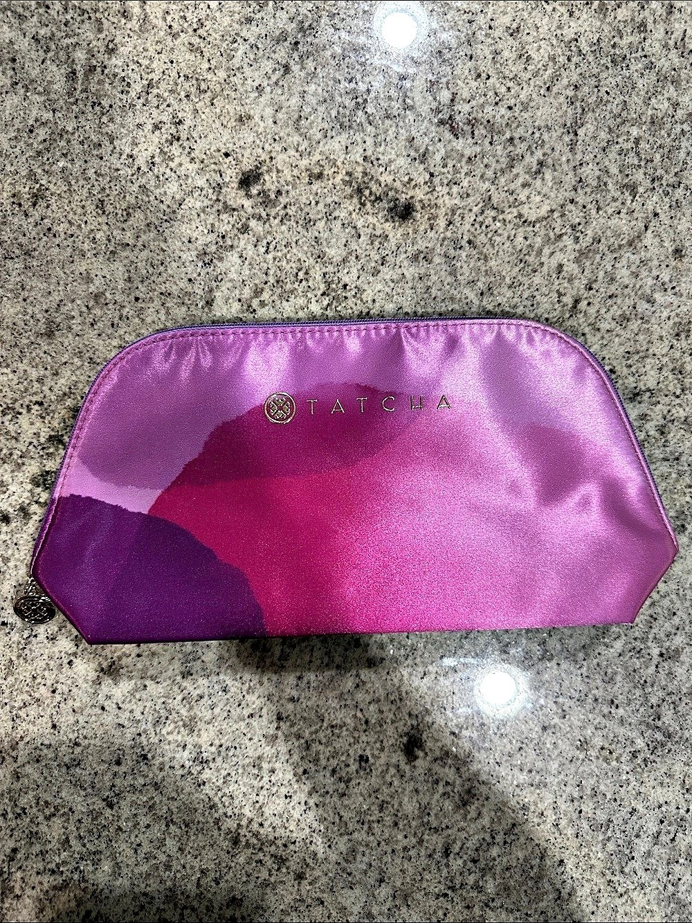NWOT TATCHA Purple Satin Cosmetic Pouch Pink & Purple